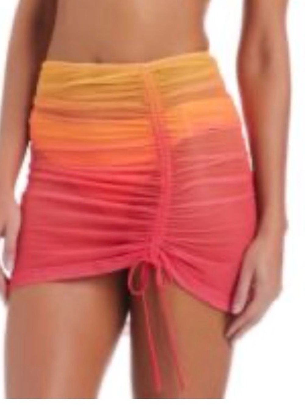 Women's bar III Ombre Tankini Top & Skirt Coverup L Orange Pink - Picture 2 of 4